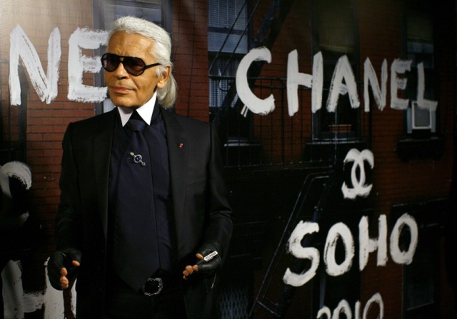 Karl Lagerfeld arrives at the re-opening party for the Chanel Soho store in New York