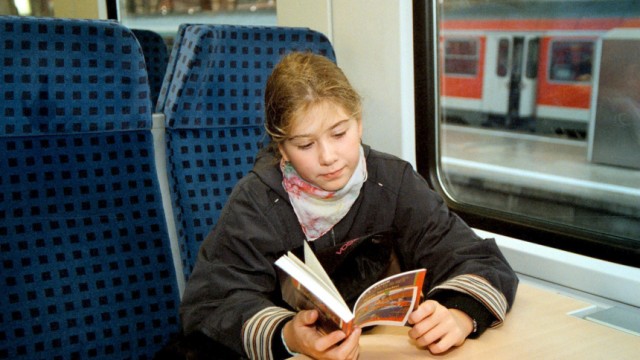 Kind in Waggon der Deutschen Bahn AG