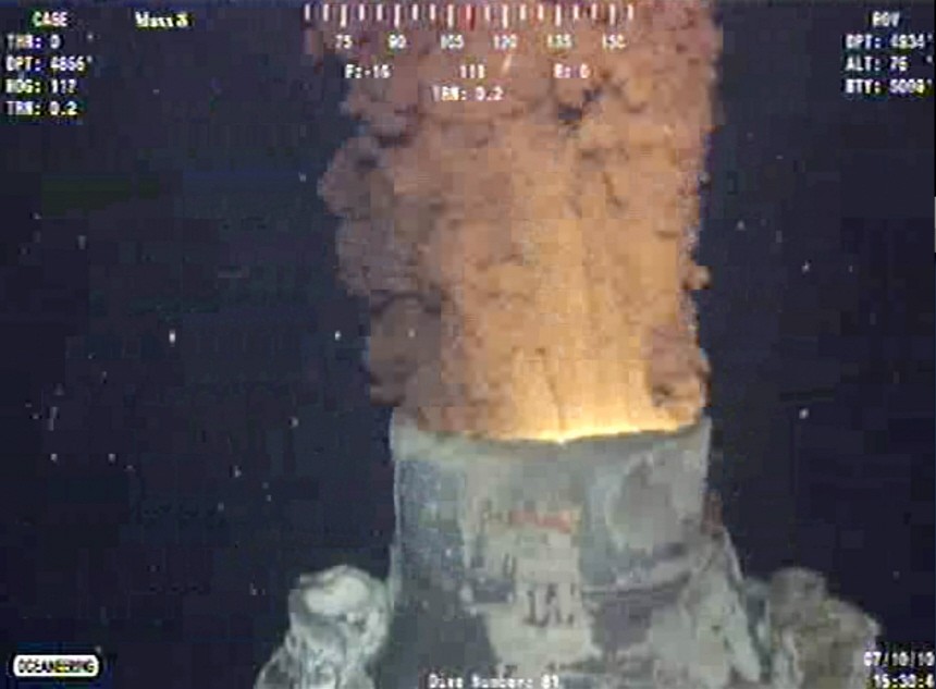 A video image of leaking oil leaking from BP's well in the Gulf of Mexico