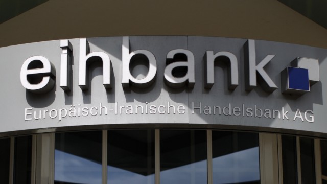 General view of the entrance to the European-Iranian Trade Bank AG eihbank (Europaeisch-Iranische Handelsbank) in the northern German town of Hamburg