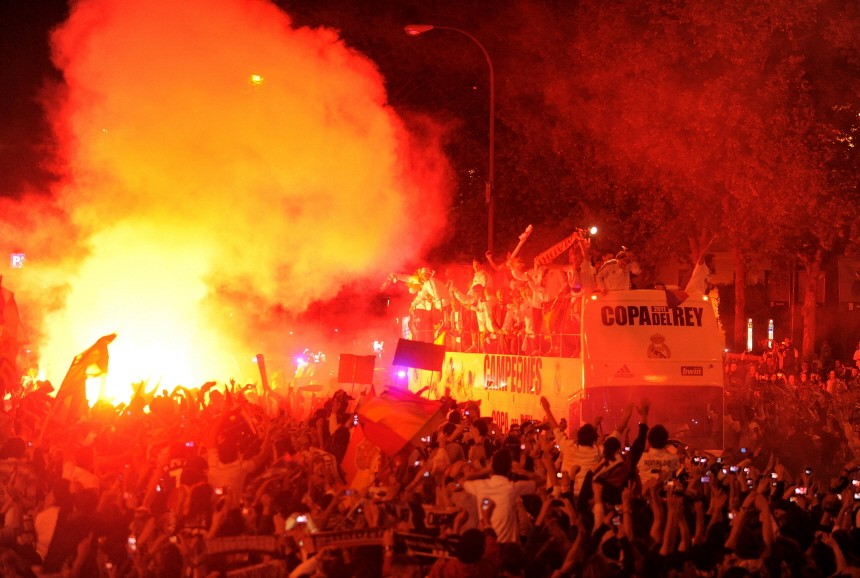 Real Madrid Fans Celebrate Victory Over Barcelona