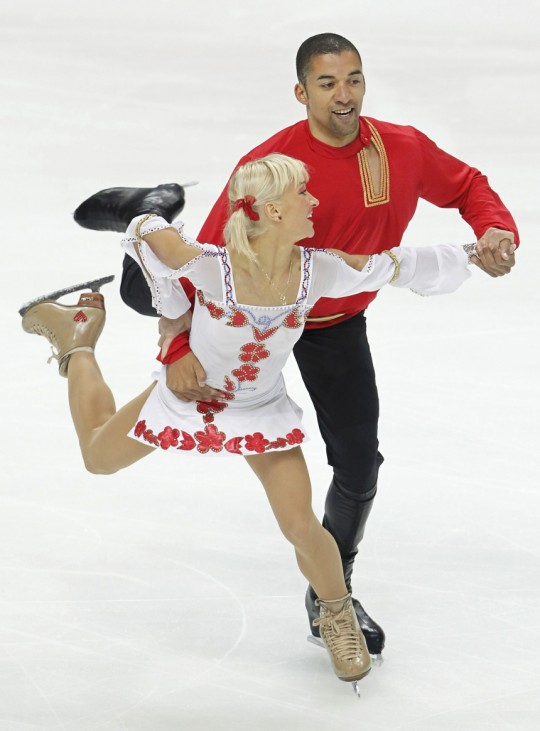 Savchenko and Szolkowy of Germany perform during the pairs short program competition at the ISU World Figure Skating Championships in Moscow