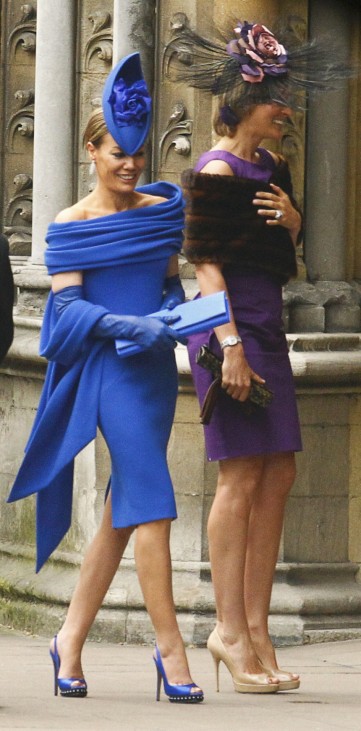 Socialite Tara Palmer-Tomkinson arrives at Westminster Abbey before the wedding of Britain's Prince William and Kate Middleton, in central London