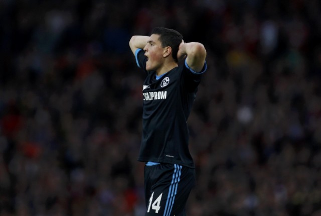 Schalke 04's Kryiakos Papadopoulos reacts during their Champions League semi-final second leg soccer match against Manchester United at Old Trafford  in Manchester