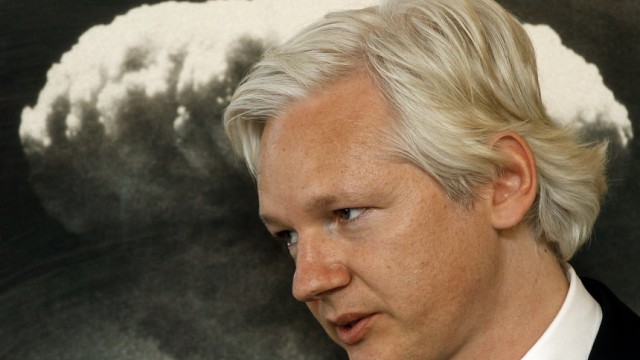 WikiLeaks founder Julian Assange speaks during a news conference at the Frontline Club in London