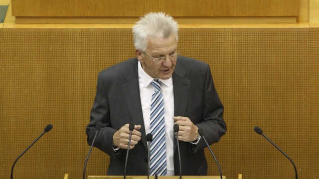 Kretschmann, Prime Minister of German state of Baden-Wuerttemberg holds government policy statement in Stuttgart
