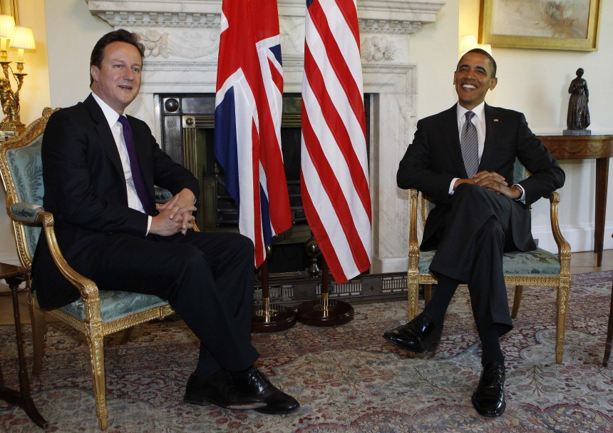 U.S. President Obama meets British Prime Minister Cameron at 10 Downing Street in London