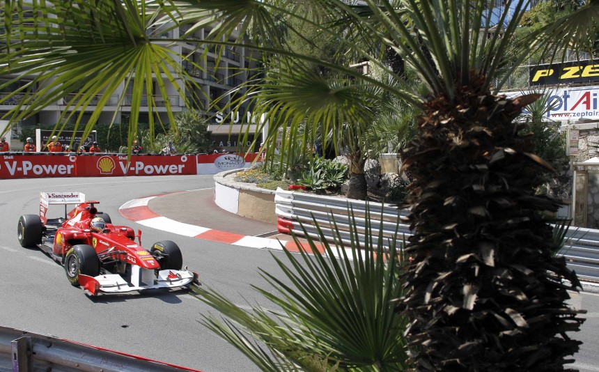 Fernando Alonso of Spain drives during the first practice session of the Monaco F1 Grand Prix