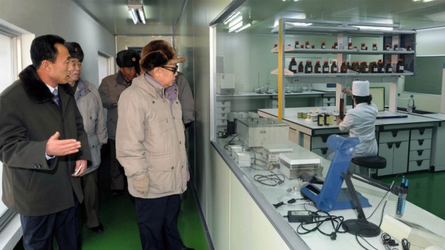 PC-Fabrik in Nordkorea: Nordkoreas Propaganda zeigt gern Bilder ihres Führers Kim Jong-Il in angeblich hochtechnisierten Anlagen. Demnächst auch aus einer PC-Manufaktur?