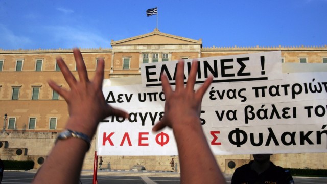 Protesters demonstrate in Athens