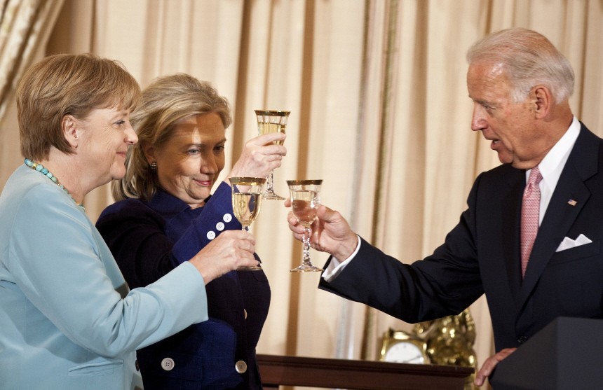 Vice President Biden And Hillary Clinton Speak At Luncheon For German Chancellor Merkel