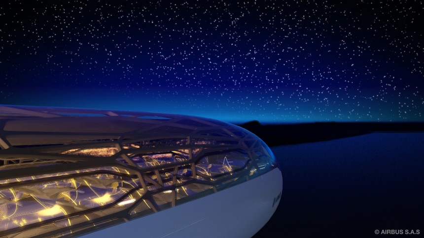 Undated handout image by Airbus shows their 'Concept Cabin' which allows for open panoramic views