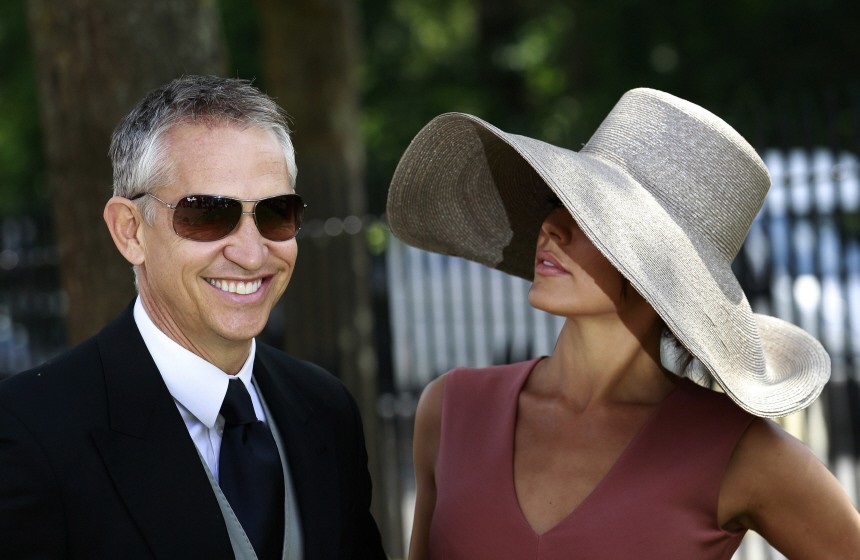 Sports broadcaster Gary Lineker and his wife Danielle arrive for the first day of racing at Royal Ascot in southern England