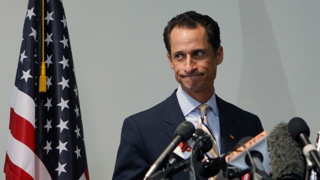 U.S. Rep. Anthony Weiner announces that he will resign from the United States House of Representatives during a news conference in Brooklyn, New York