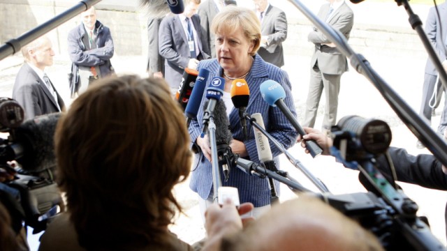 German Chancellor Merkel arrives at an EPP Summit in Brussels