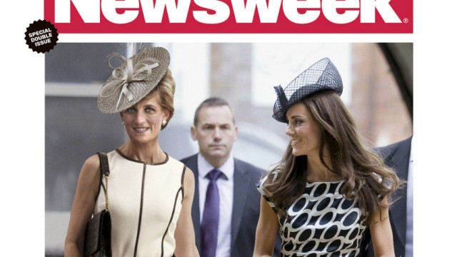 Publicity photo of the July 4, 2011 cover of Newsweek magazine featuring Princess Diana and Kate Middleton
