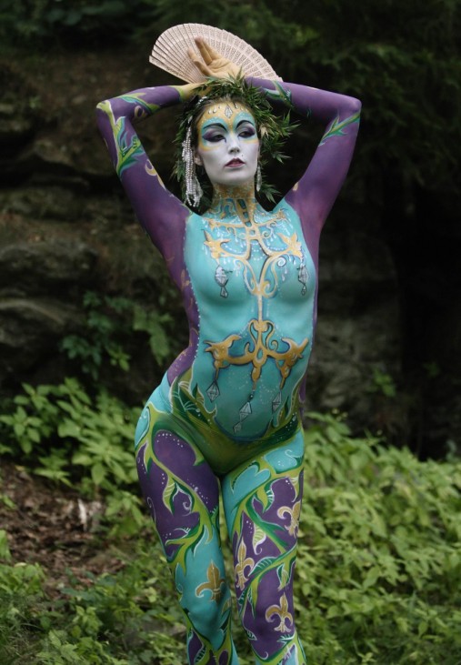 A model poses during the annual World Bodypainting Festival in Poertschach