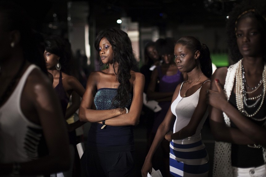 Models line up for a casting session for the upcoming Dakar Fashion Week