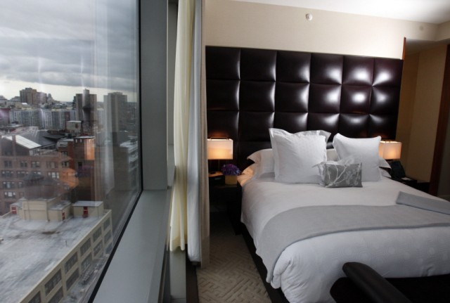 A room at the Trump Soho Hotel is seen in New York