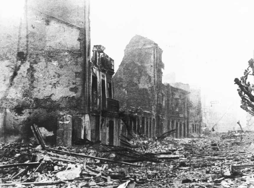 Devastation and destruction in Guernica after the air raid, 29th April 1937.
