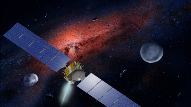 Astronomie: Raumsonde "Dawn": So stellen sich die Experten der Nasa die Reise der Sonde Dawn in den Asteroidengürtel vor.