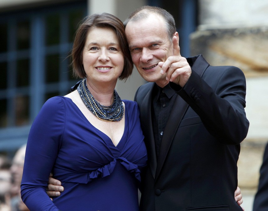 German actor Edgar Selge and his wife Franziska Walser arrive on red carpet for opening of Wagner opera festival in Bayreuth