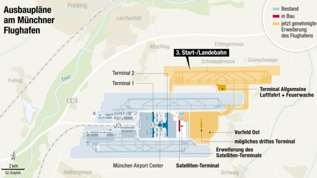 Dritte Start- und Landebahn Flughafen München Freising Erding Attaching Schwaigermoos MUC Airport