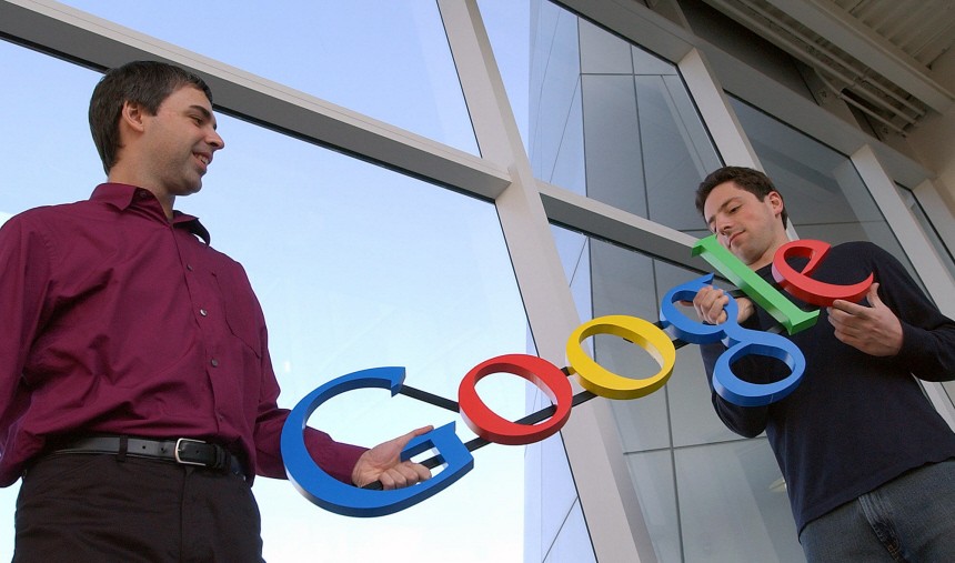 Larry Page und Sergej Brin, Gründer der Internet-Suchmaschine Google, 2004