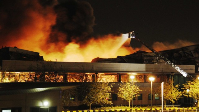 Fire destroys a Sony warehouse in Enfield in north London
