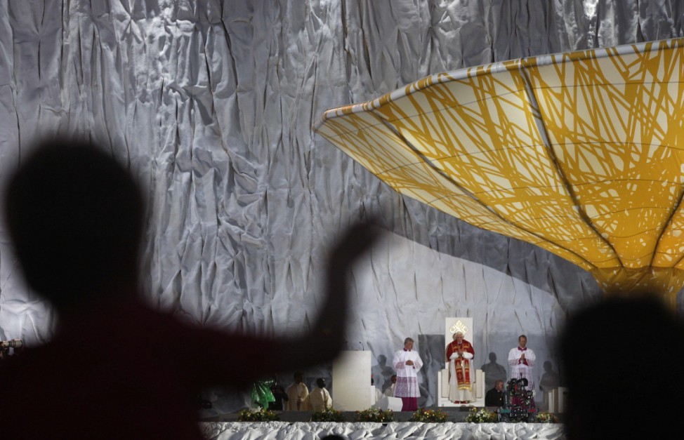 Pope Benedict XVI leads a prayer vigil in Madrid