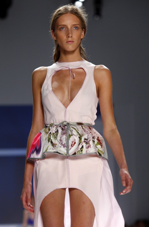 A model presents a creation from the Vera Wang Spring/Summer 2012 collection show during New York Fashion Week