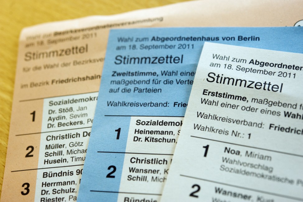 Stimmzettel zur Berliner Abgeordnetenhauswahl