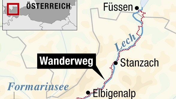 Neuer Wanderweg am Lech: Über 120 Kilometer führt der Weg vom Formarinsee bis nach Füssen.