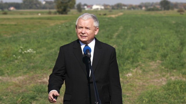 Leader of the main opposition Party, PiS, Jaroslaw Kaczynski campaigns in the village of Zlota South of Warsaw