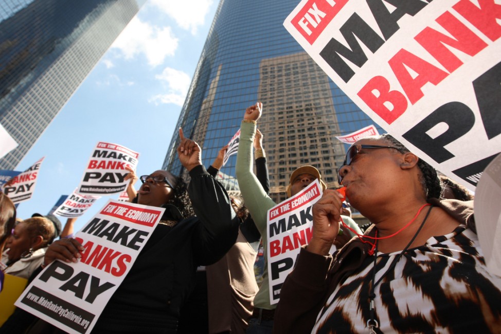 Activists Protest In Front Of Bank In Los Angeles