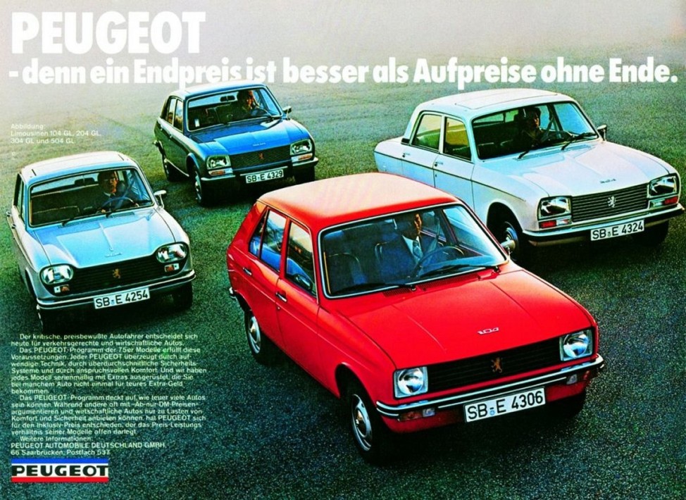 Bonjour Vitesse Peugeot Werbung 1974