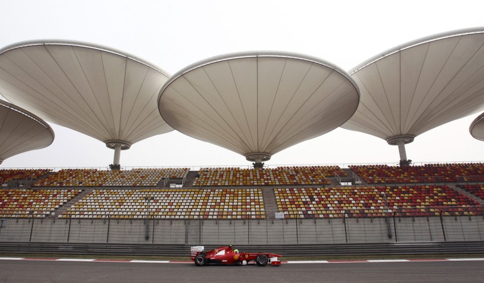 Ferrari Formula One driver Massa of Brazil drives during the first practice session at the Chinese F1 Grand Prix at Shanghai International Circuit