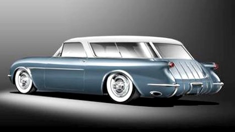 Superior 54 Sport Wagon: Das Heck trägt die gleichen Heckflossen wie einst die Corvette.