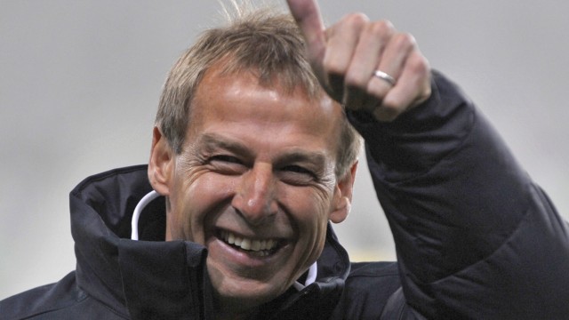 German head coach of the U.S. team Klinsmann gestures before his team international friendly soccer match against Slovenia in Ljubljana