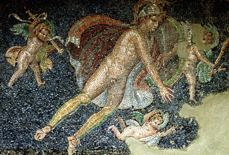Restauriertes Mosaik aus einer öffentlicehn Badeanstalt in Pompeji