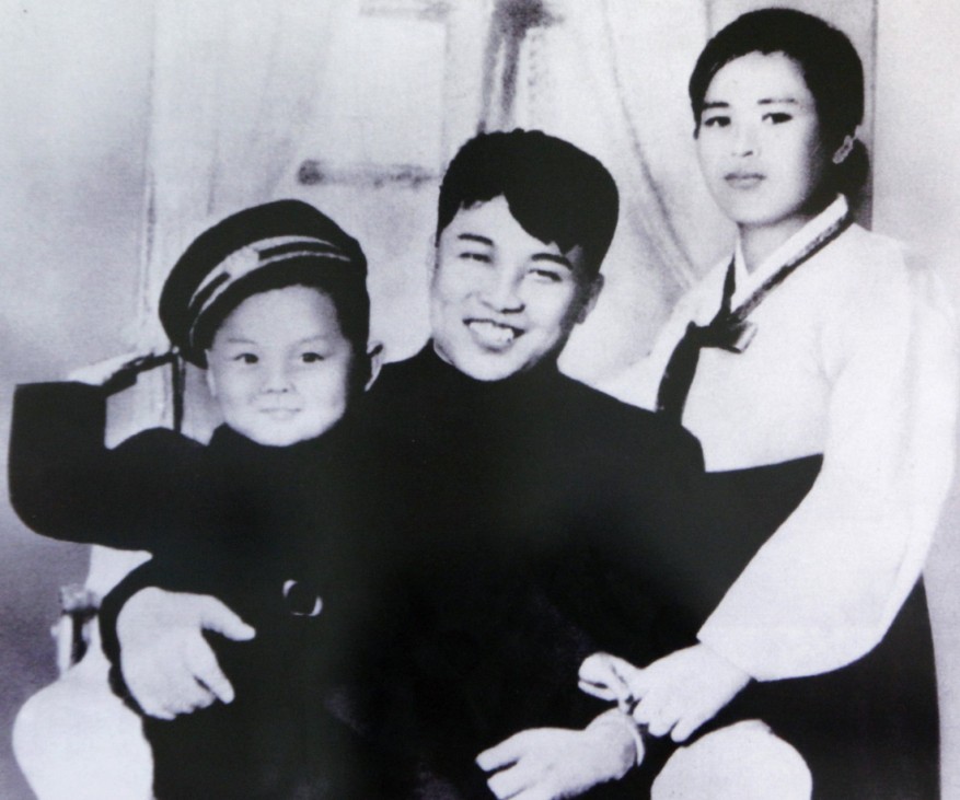 North Korean founder Kim Il-sung, his first wife Kim Jong-suk and his son Kim Jong-il