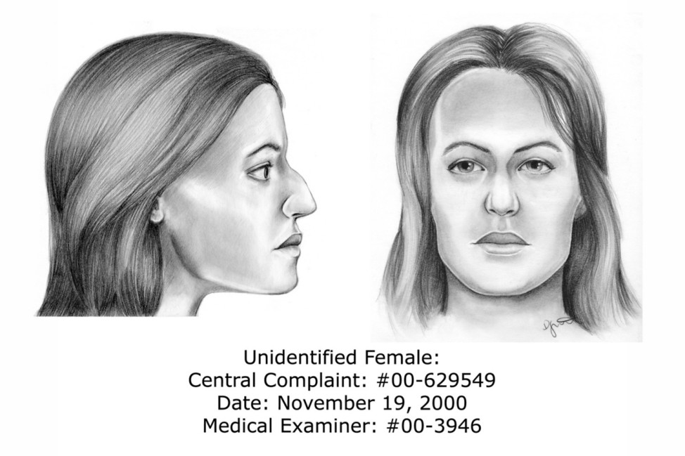 Suffolk County Police handout image shows sketches of an unidentified woman, whose body was one of 10 bodies found near Gilgo Beach since December 2010