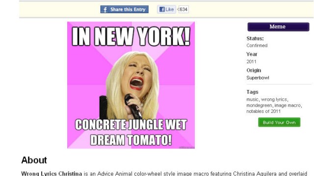 Internet-Memes 2011: Wrong Lyrics Aguilera