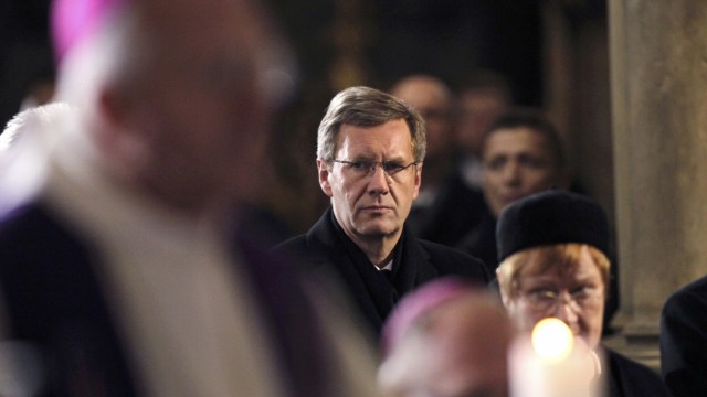 Germany's President Wulff attends the funeral ceremony inside Prague Castle's St. Vitus Cathedral