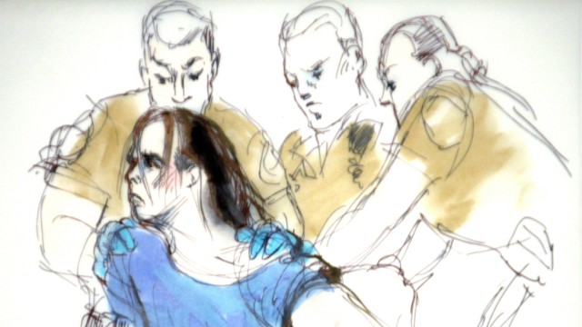 Courtroom sketch of arson suspect Harry Burkhart in Los Angeles