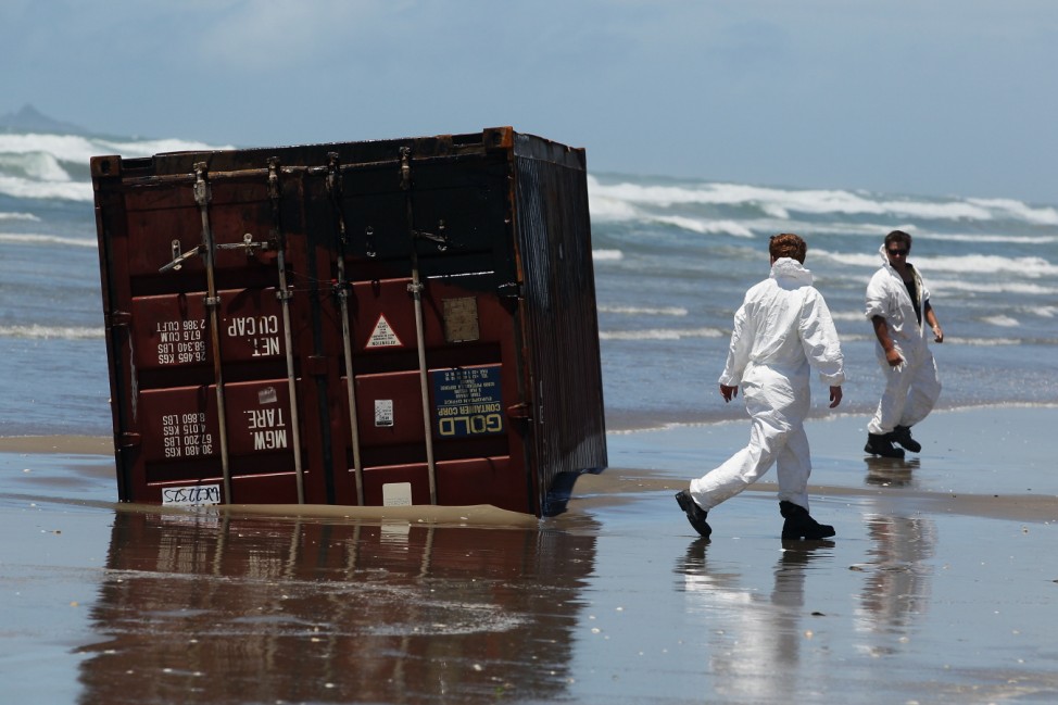 Shipping Containers From Split Rena Wash Ashore