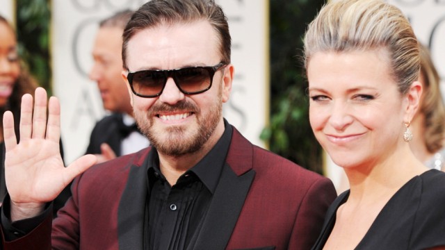Golden Globes: Auf dem roten Teppich angekommen: Ricky Gervais und Freundin Jane Fallon.