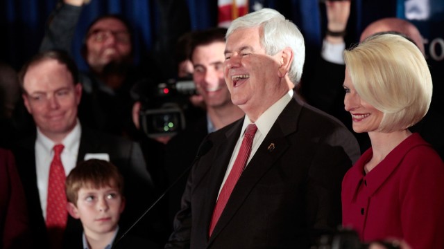 GOP Candidate Newt Gingrich Holds Primary Night Gathering