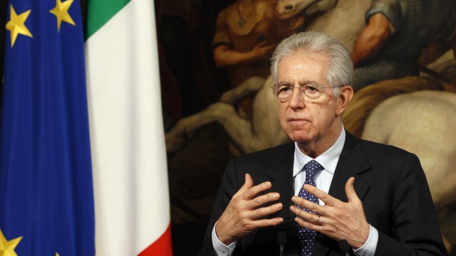 Italian Prime Minister Mario Monti speaks during a news conference at the end of a meeting with Poland's Prime Minister Donald Tusk in Rome