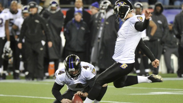 Baltimore Ravens kicker Cundiff misses a field goal in the final seconds of play against the New England Patriots in the NFL AFC Championship football game in Foxborough